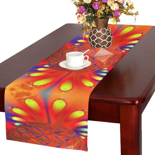Hot Summer Night Sunset at the Beach Fractal Table Runner 16x72 inch