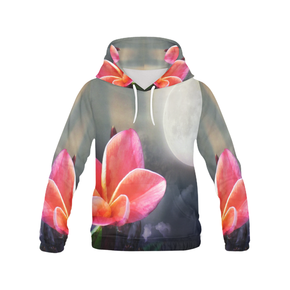 Moon Plumeria by Martina Webster All Over Print Hoodie for Women (USA Size) (Model H13)