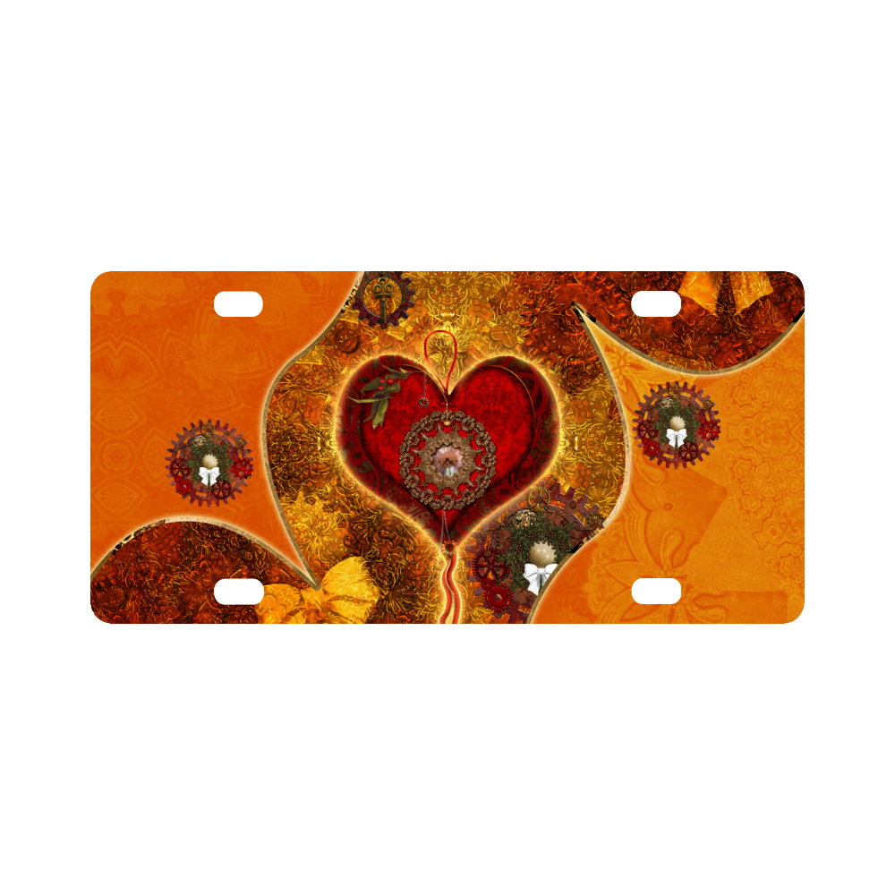 Steampunk decorative heart Classic License Plate