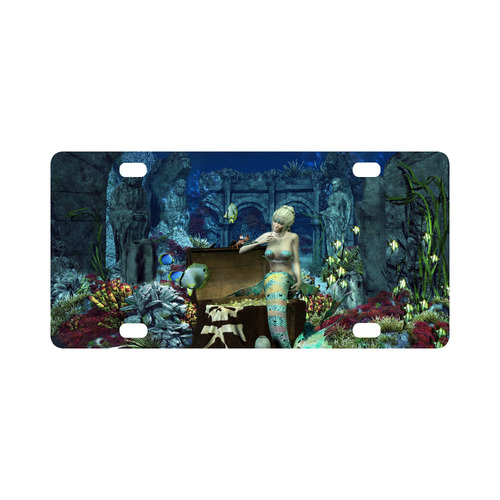 Underwater wold with mermaid Classic License Plate
