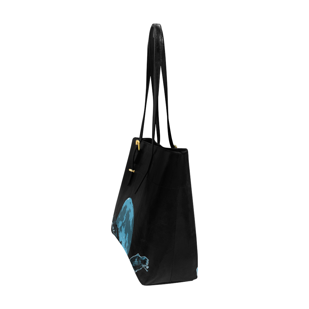 Big Moon Mountain Blue Euramerican Tote Bag/Large (Model 1656)