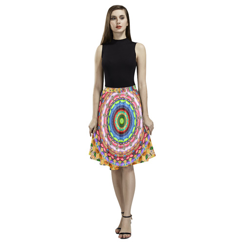 Peace Mandala Melete Pleated Midi Skirt (Model D15)