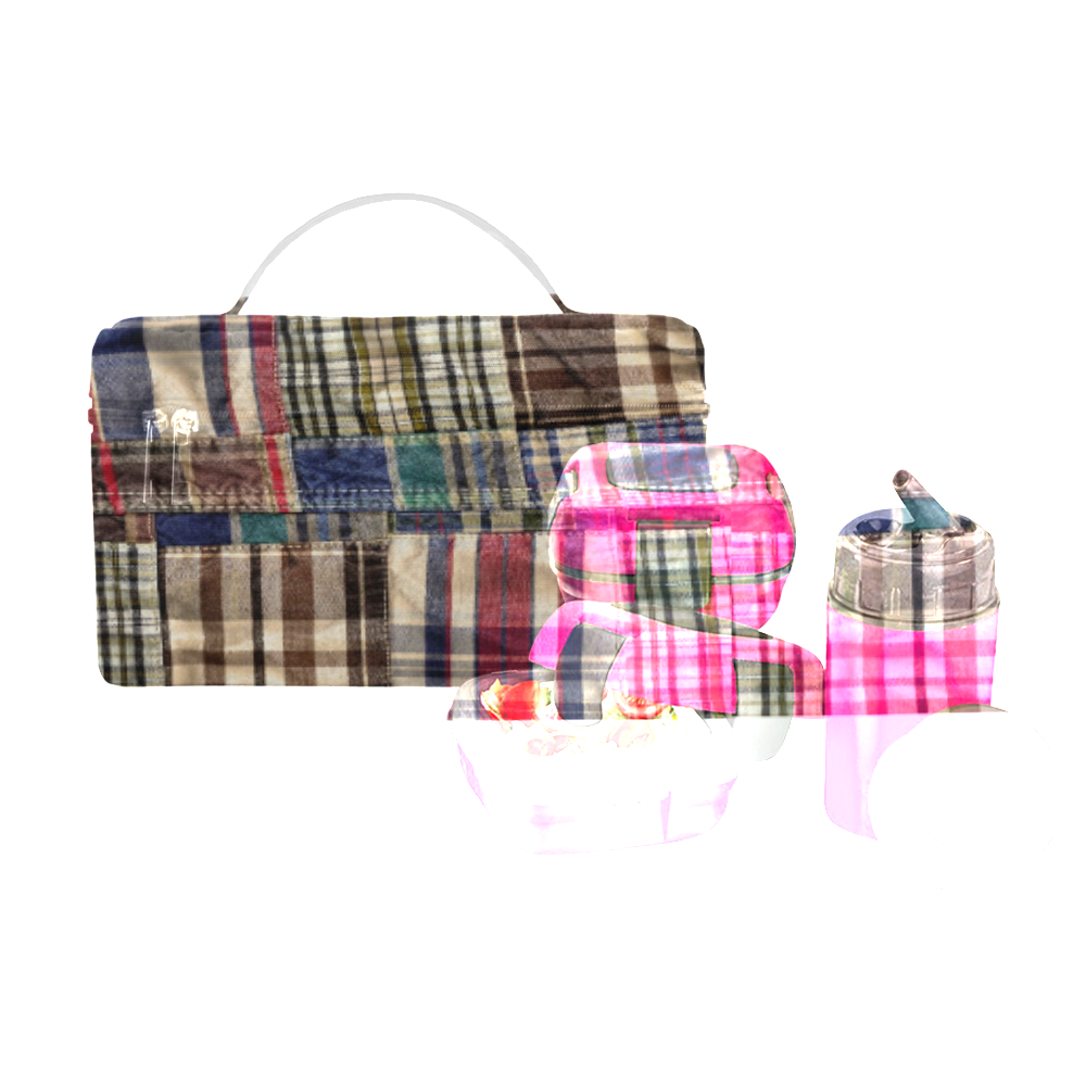 patchwork plaid / tartan Lunch Bag/Large (Model 1658)