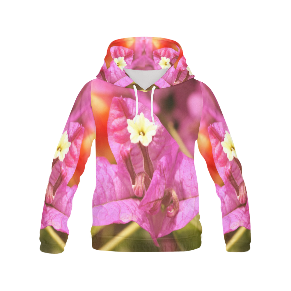 Pink Bougainvillea All Over Print Hoodie for Women (USA Size) (Model H13)
