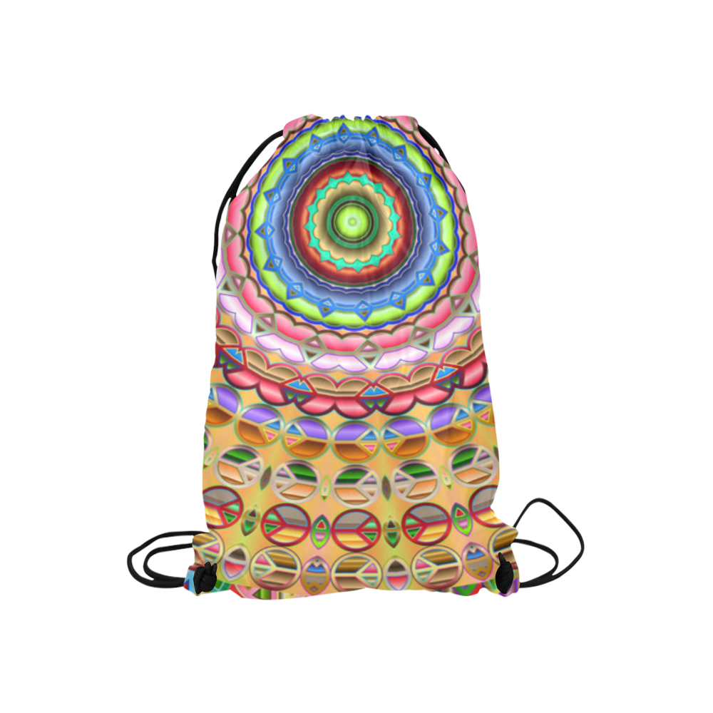 Peace Mandala Small Drawstring Bag Model 1604 (Twin Sides) 11"(W) * 17.7"(H)