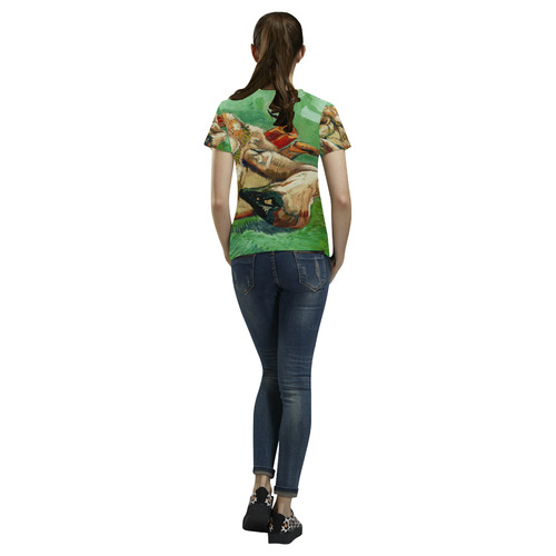 Van Gogh Crab On Its Back Fine Art All Over Print T-Shirt for Women (USA Size) (Model T40)
