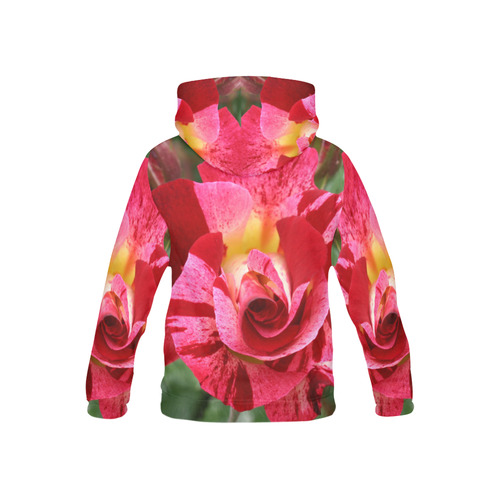 Pink Rose Flower Blossom All Over Print Hoodie for Kid (USA Size) (Model H13)