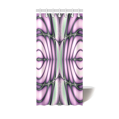 Pink and Green Ripples Fractal Abstract Shower Curtain 36"x72"