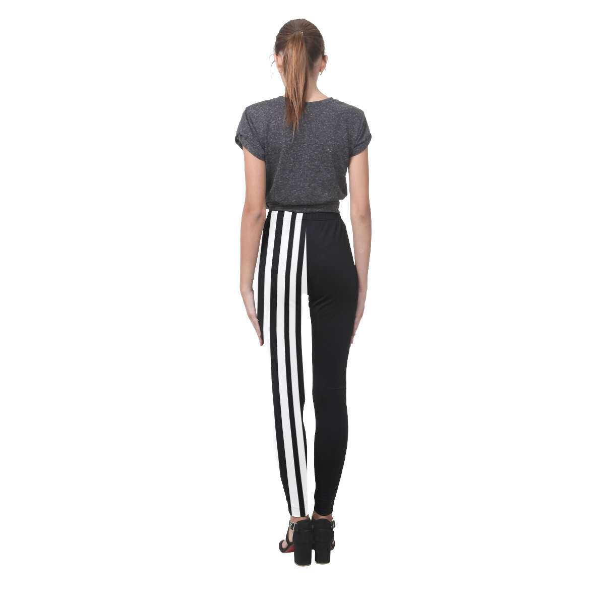 Funky Black & White Stripes Cassandra Women's Leggings (Model L01)