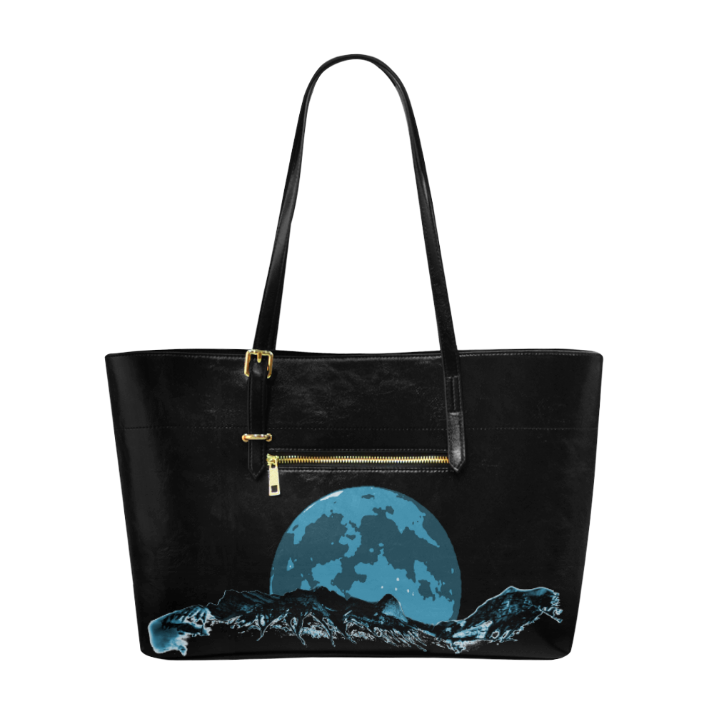 Big Moon Mountain Blue Euramerican Tote Bag/Large (Model 1656)