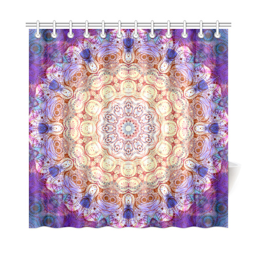 Watercolor Mandala Grunge - Magenta Blue Yellow Shower Curtain 72"x72"