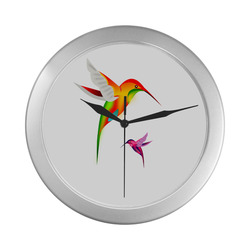 Hummingbirds Silver Color Wall Clock