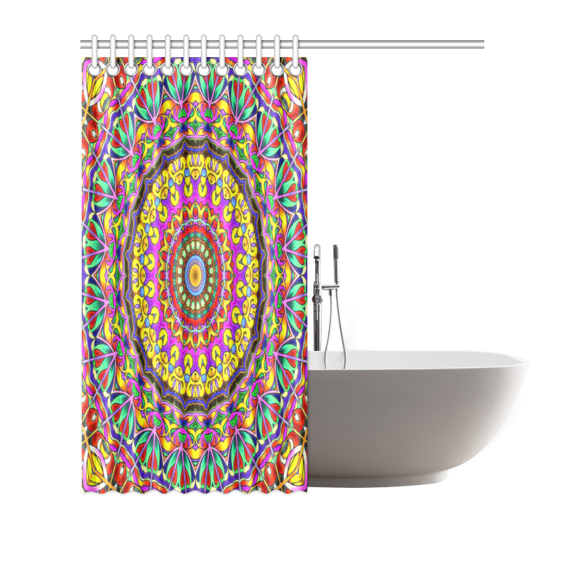 Oriental Watercolor Mandala multicolored h Shower Curtain 72"x72"