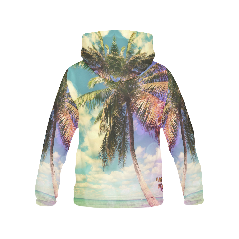 Prismatic Palm All Over Print Hoodie for Women (USA Size) (Model H13)