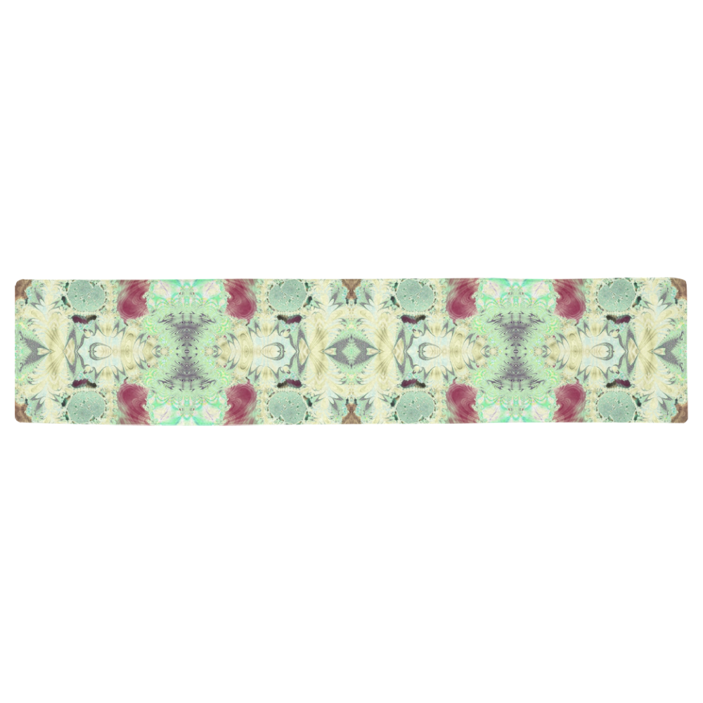 Delicate Japanese Gardens Fractal Abstract Table Runner 16x72 inch