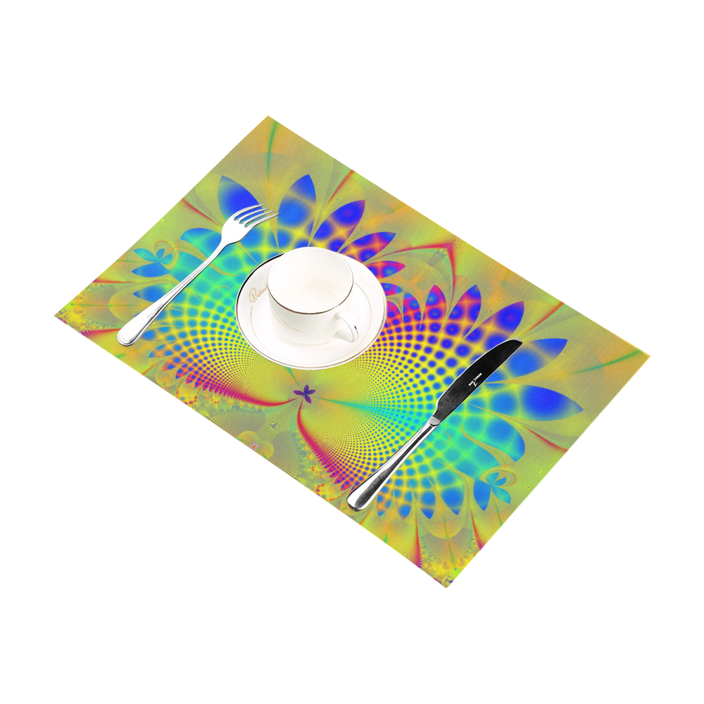 Summers Tropical Awakening Fractal Abstract Placemat 12’’ x 18’’ (Set of 6)
