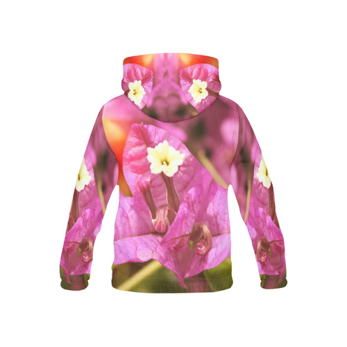 Pink Bougainvillea Flower Blossom All Over Print Hoodie for Kid (USA Size) (Model H13)