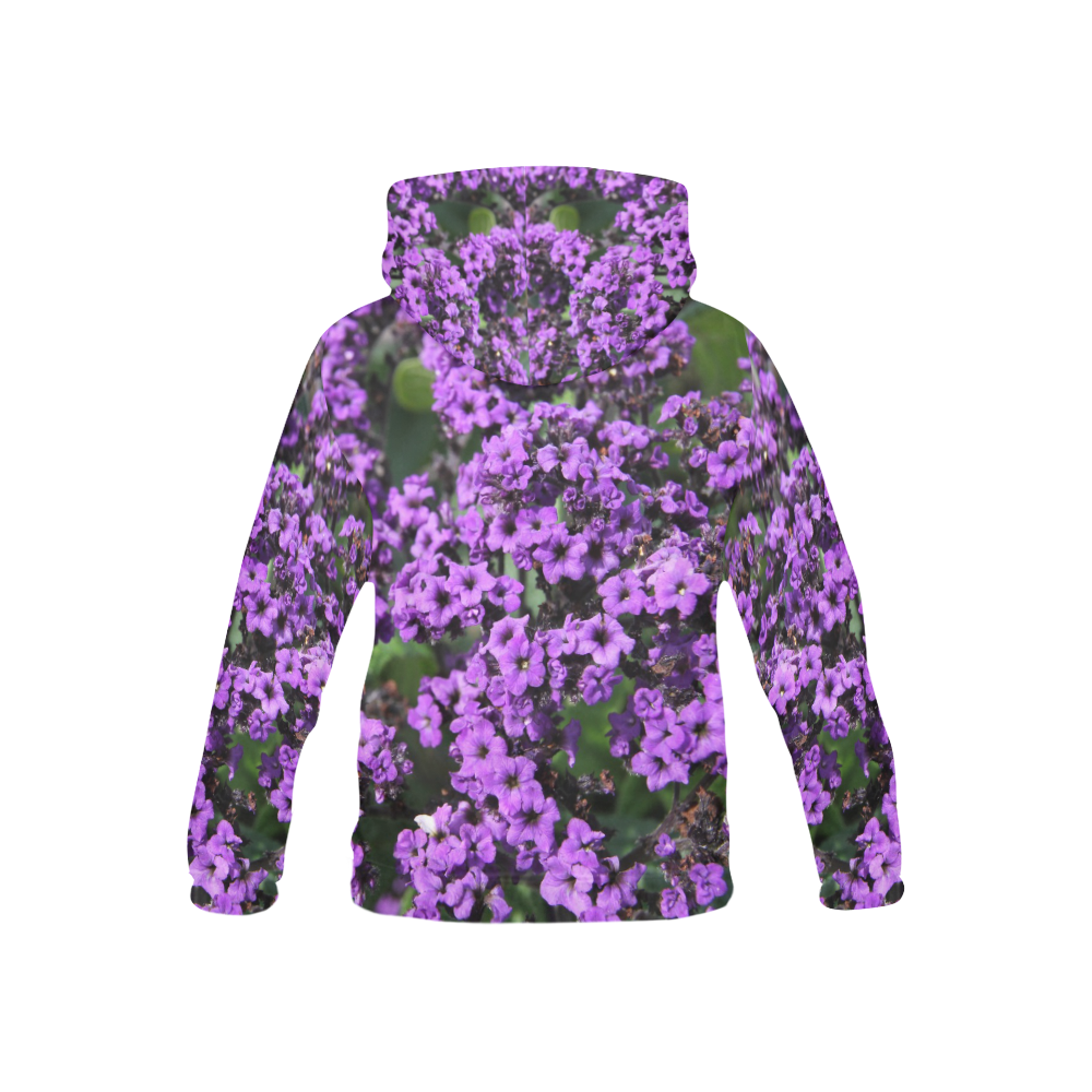Purple Flowers All Over Print Hoodie for Kid (USA Size) (Model H13)