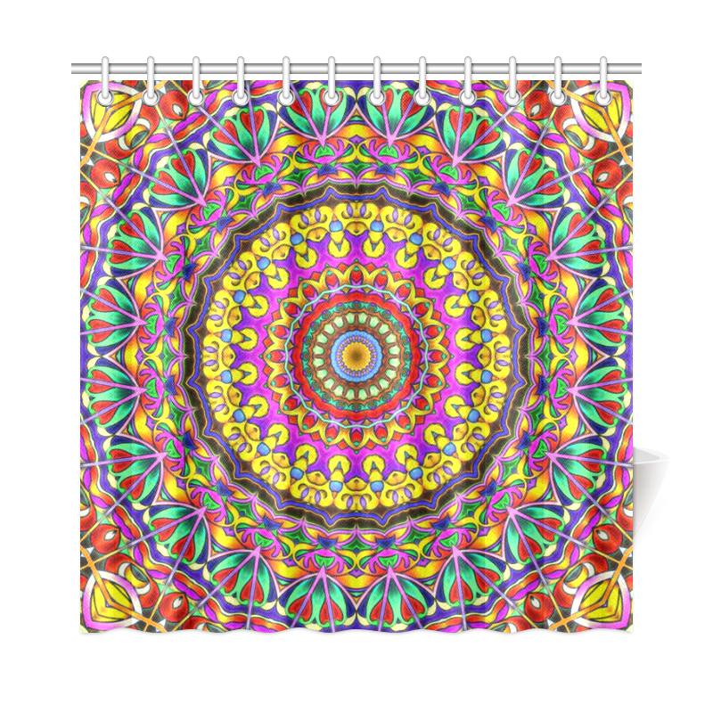 Oriental Watercolor Mandala multicolored h Shower Curtain 72"x72"
