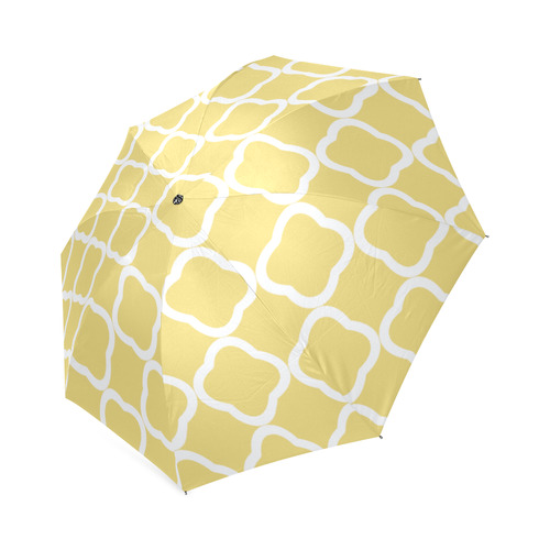 Yellow And White Quatrefoil Foldable Umbrella (Model U01)