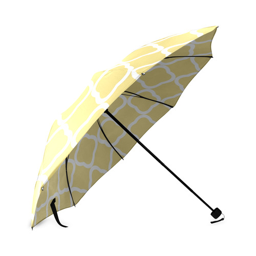 Yellow And White Quatrefoil Foldable Umbrella (Model U01)