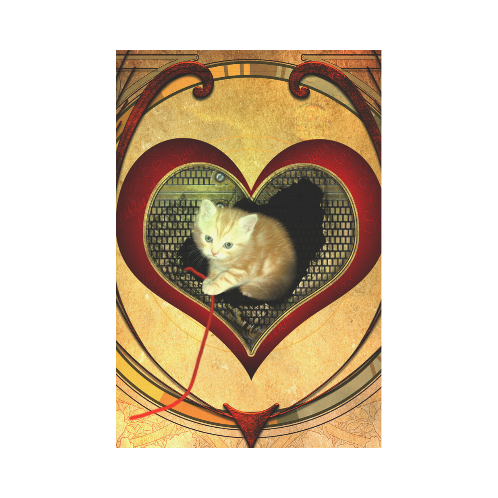 Cute kitten on a heart Garden Flag 12‘’x18‘’（Without Flagpole）