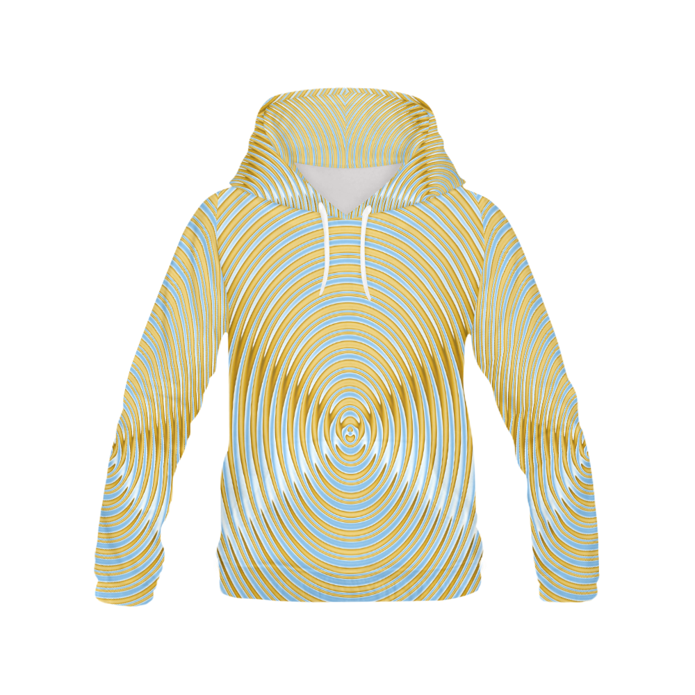 Gold Blue Rings All Over Print Hoodie for Women (USA Size) (Model H13)