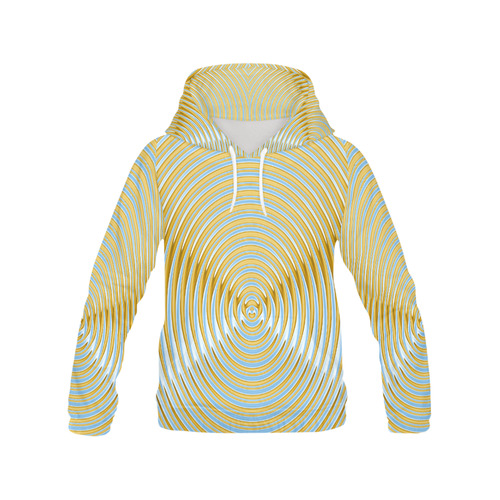 Gold Blue Rings All Over Print Hoodie for Women (USA Size) (Model H13)