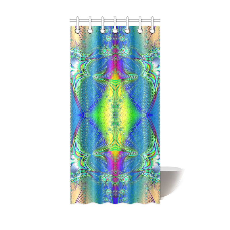 Colorful Neon Webs on the Water Fractal Abstract Shower Curtain 36"x72"