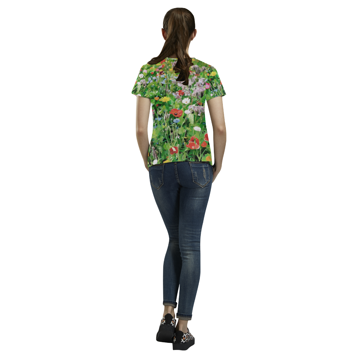 Colorful Flower Garden Floral Art All Over Print T-Shirt for Women (USA Size) (Model T40)