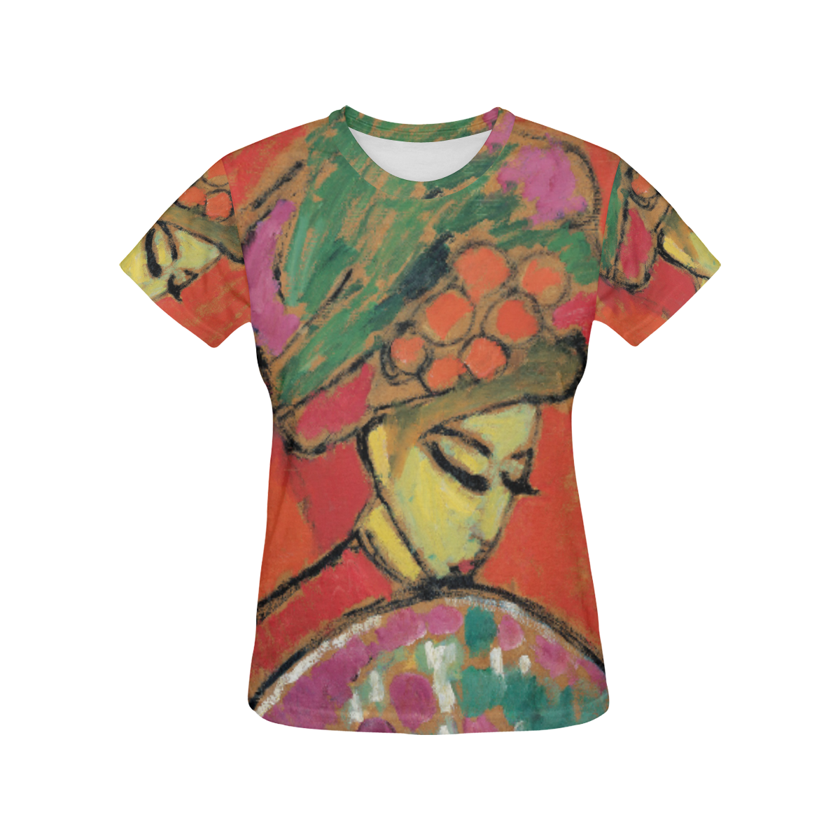 Jawlensky Young Girl Flowered Hat All Over Print T-Shirt for Women (USA Size) (Model T40)