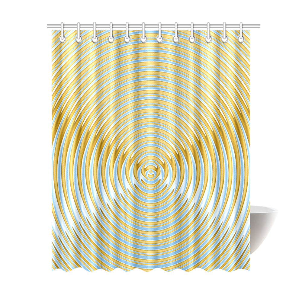 Gold Blue Rings Shower Curtain 69"x84"