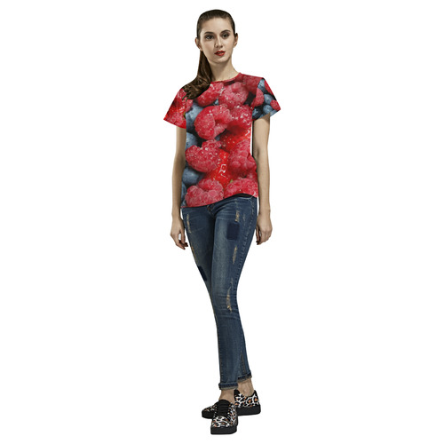 Red Berry Mix All Over Print T-Shirt for Women (USA Size) (Model T40)