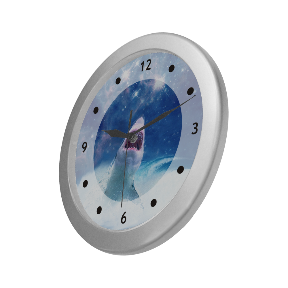 STAR KILLER shark Silver Color Wall Clock