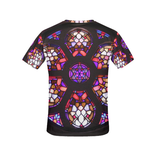 Geometric Purple Pink Rosary Window Mandala All Over Print T-Shirt for Women (USA Size) (Model T40)