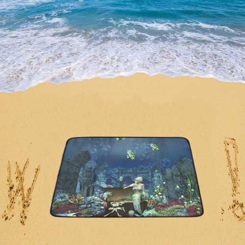 Underwater wold with mermaid Beach Mat 78"x 60"