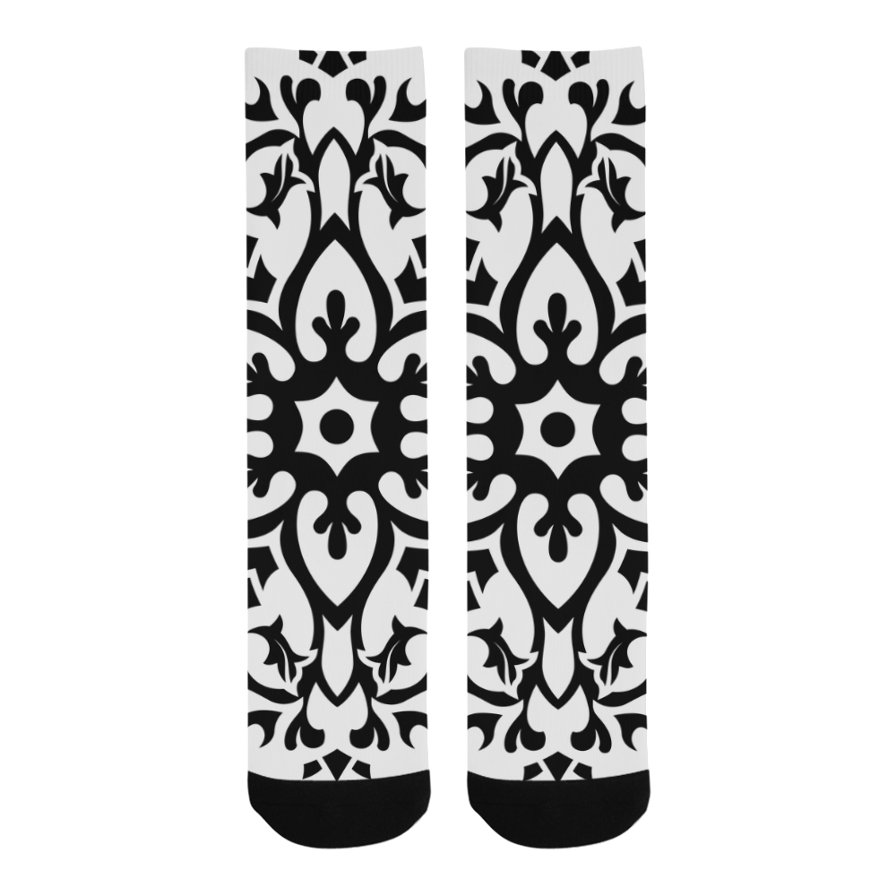 Artistic knee socks : white black Trouser Socks
