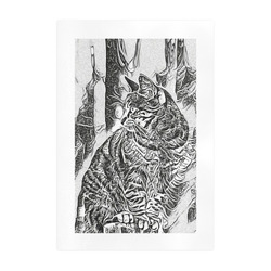 Black White Drawing of a CAT Art Print 19‘’x28‘’