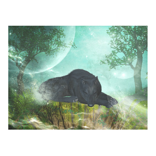 Sleeping wolf in the night Cotton Linen Tablecloth 52"x 70"