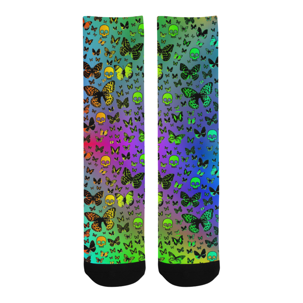 Rainbow Skulls & Butterflies Trouser Socks