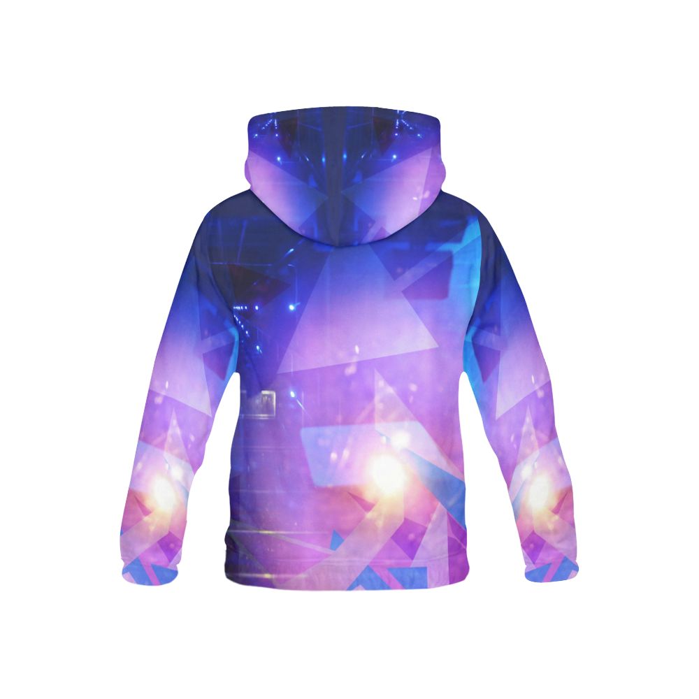 Purple Abstract Triangles All Over Print Hoodie for Kid (USA Size) (Model H13)