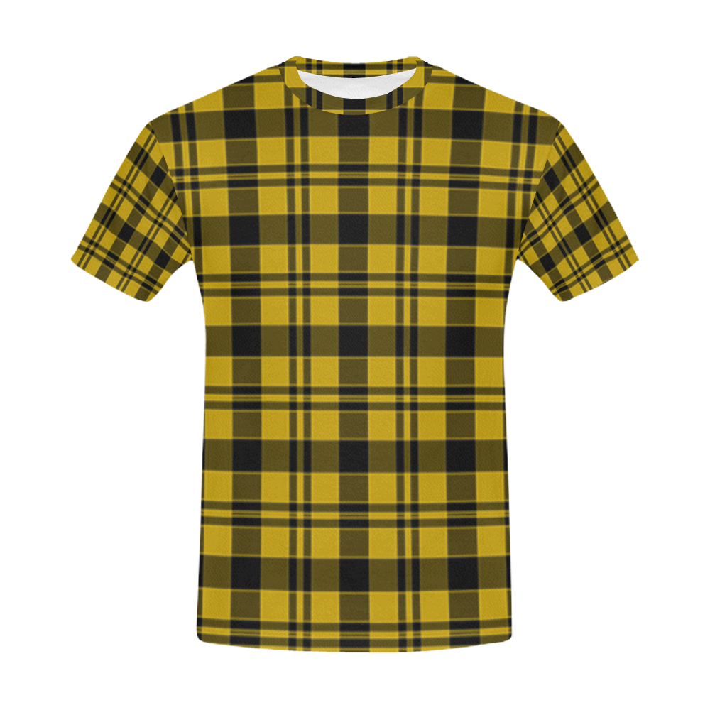 Yellow and Black Tartan All Over Print T-Shirt for Men (USA Size) (Model T40)