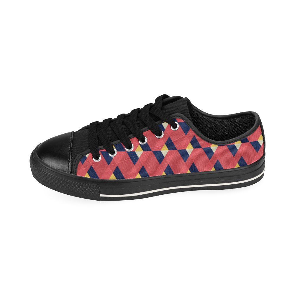 red triangle tile ceramic Low Top Canvas Shoes for Kid (Model 018)