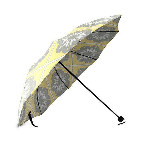 Gray Yellow And White Motif Foldable Umbrella (Model U01)