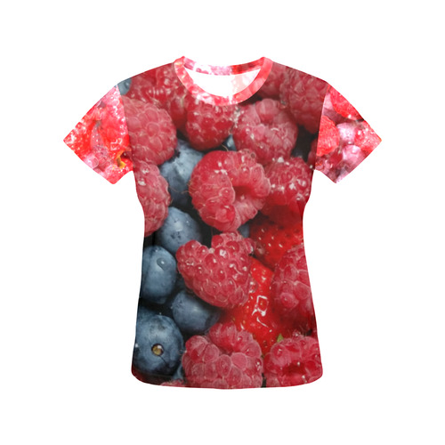 Red Berry Mix All Over Print T-Shirt for Women (USA Size) (Model T40)