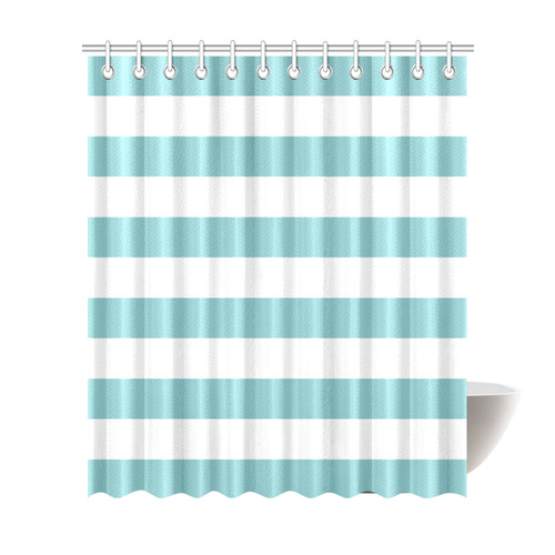 Bold Blue And White Stripes Shower Curtain 72"x84"