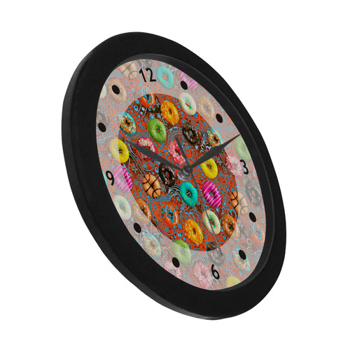 Colorful Yummy Donuts Hearts Ornaments Pattern Circular Plastic Wall clock