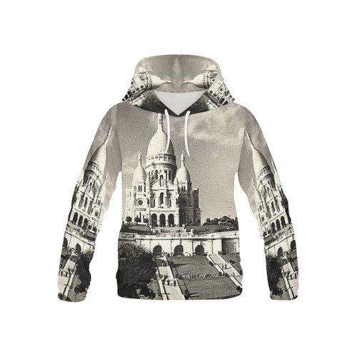 Vintage Sacre Coeur in Paris Photo All Over Print Hoodie for Kid (USA Size) (Model H13)