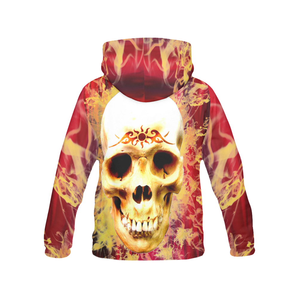 Firey skull with tribal All Over Print Hoodie for Men (USA Size) (Model H13)
