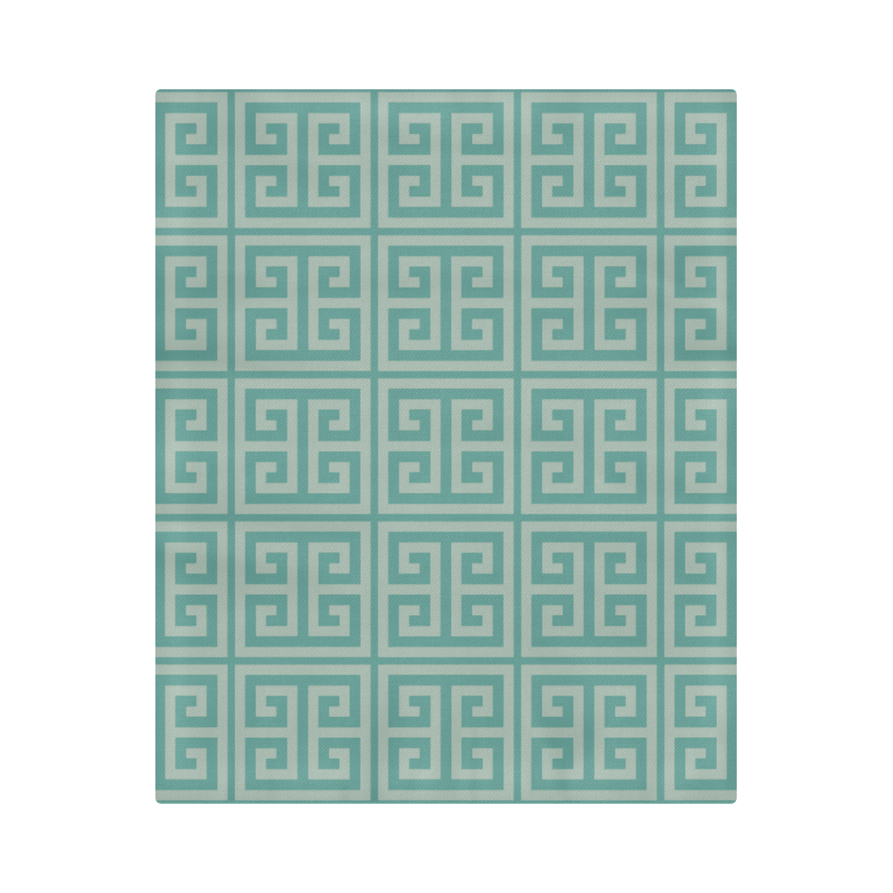 Dusky Green Greek Key Pattern Duvet Cover 86"x70" ( All-over-print)